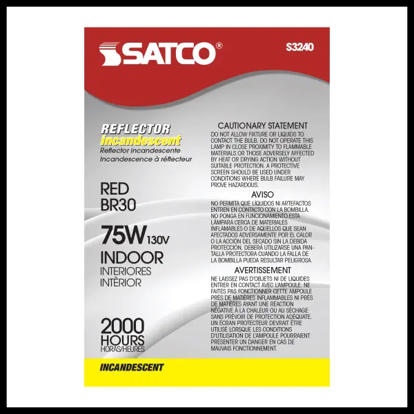 75 Watt BR30 Incandescent - Red - 2000 Average rated hours - Medium base - 130 Volt - Image 3