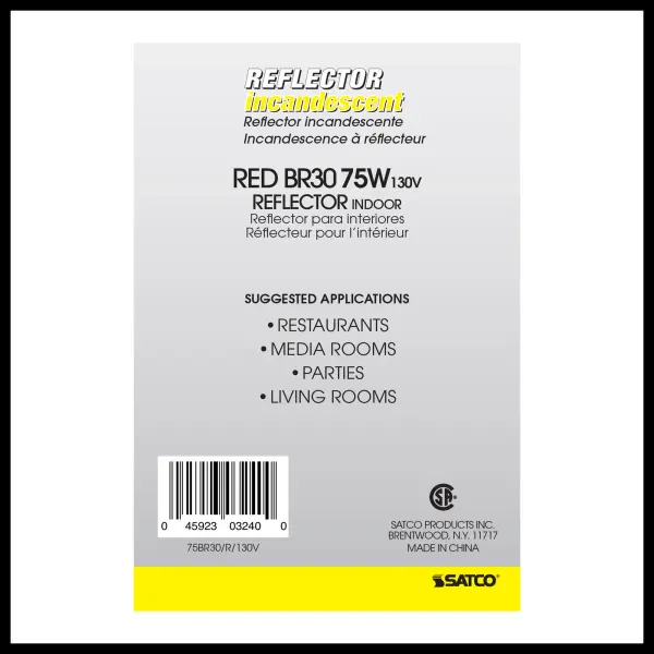 75 Watt BR30 Incandescent - Red - 2000 Average rated hours - Medium base - 130 Volt - Image 4