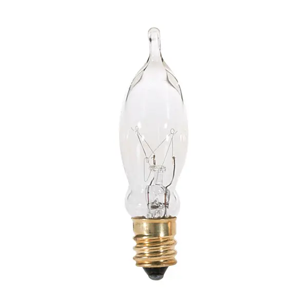7.5 Watt CA5 Incandescent - Clear - 1500 Average rated hours - 40 Lumens - Candelabra base - 120 Volt