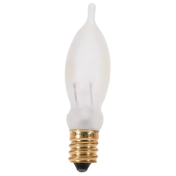 7.5 Watt CA5 Incandescent - Frost - 1500 Average rated hours - 35 Lumens - Candelabra base - 120 Volt