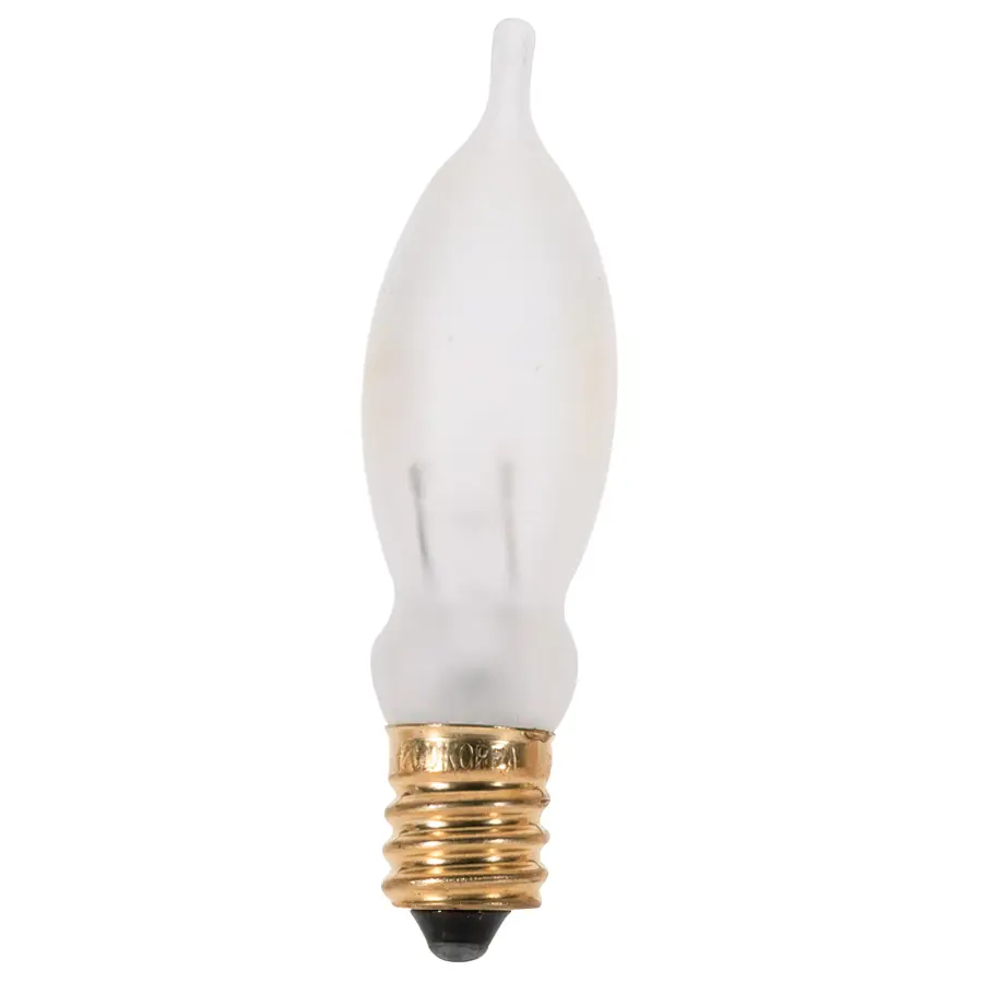7.5 Watt CA5 Incandescent - Frost - 1500 Average rated hours - 35 Lumens - Candelabra base - 120 Volt