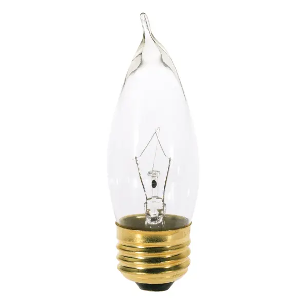 25 Watt CA10 Incandescent - Clear - 1500 Average rated hours - 210 Lumens - Medium base - 120 Volt