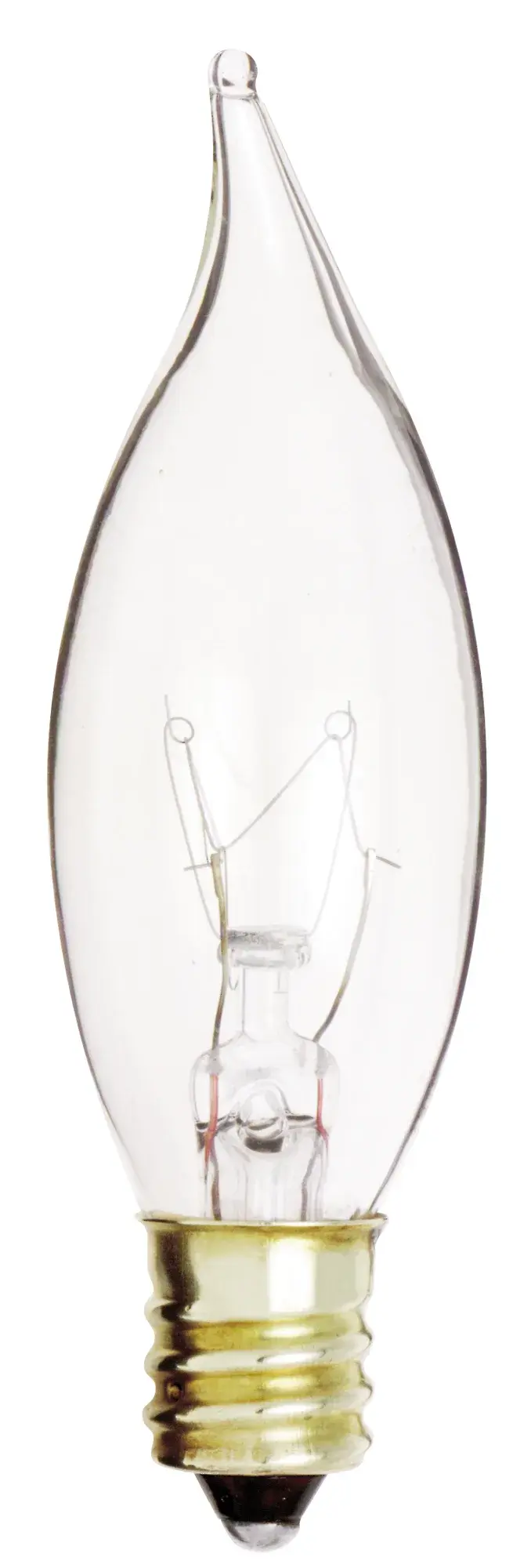 10 Watt CA7 Incandescent - Clear - 1500 Average rated hours - 80 Lumens - Candelabra base - 120 Volt