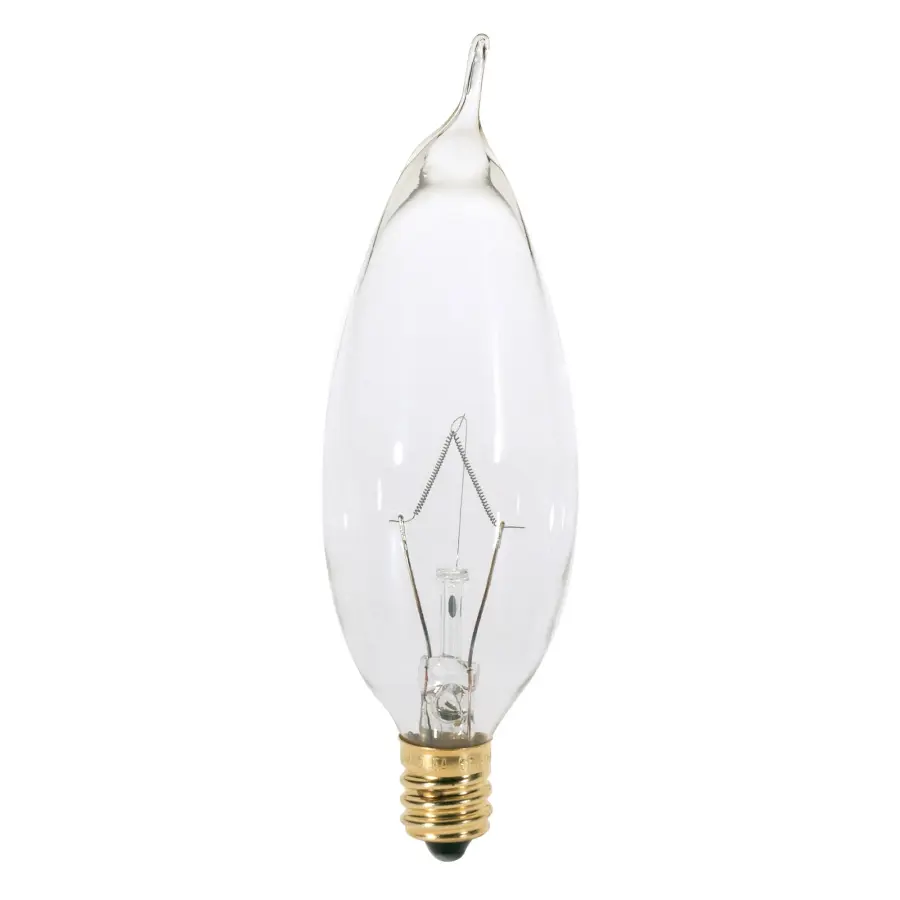 25 Watt CA8 Incandescent - Clear - 1500 Average rated hours - 210 Lumens - Candelabra base - 120 Volt - Image 1
