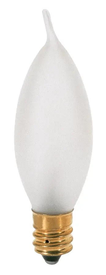 10 Watt CA7 Incandescent - Frost - 1500 Average rated hours - 70 Lumens - Candelabra base - 120 Volt