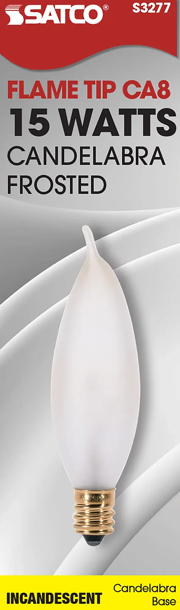 15 Watt CA8 Incandescent - Frost - 1500 Average rated hours - 95 Lumens - Candelabra base - 120 Volt - alternate view