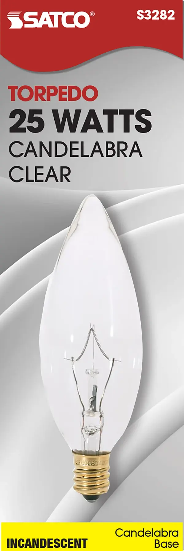25 Watt BA9 1/2 Incandescent - Clear - 1500 Average rated hours - 212 Lumens - Candelabra base - 120 Volt - alternate view