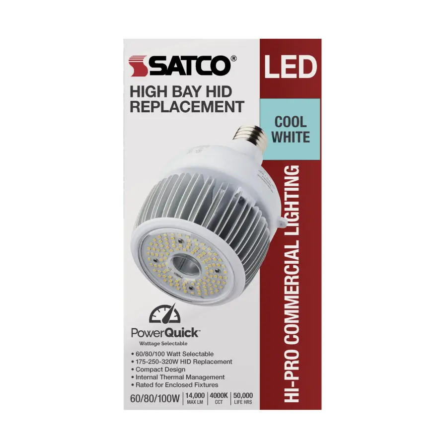60/80/100 Wattage Selectable - LED - Hi-Bay - Type B - Ballast Bypass - Mogul Extended - 4000K - 100V-277V - 250W-300W Metal Halide Replacement - Image 8