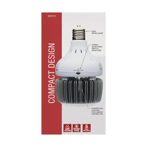 60/80/100 Wattage Selectable - LED - Hi-Bay - Type B - Ballast Bypass - Mogul Extended - 4000K - 100V-277V - 250W-300W Metal Halide Replacement - Image 9