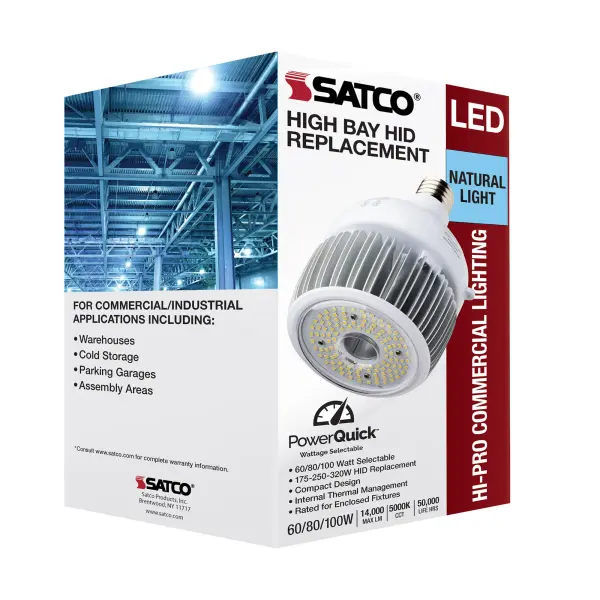 60/80/100 Wattage Selectable - LED - Hi-Bay - Type B - Ballast Bypass - Mogul Extended - 5000K - 100V-277V - 250W-300W Metal Halide Replacement - Image 13