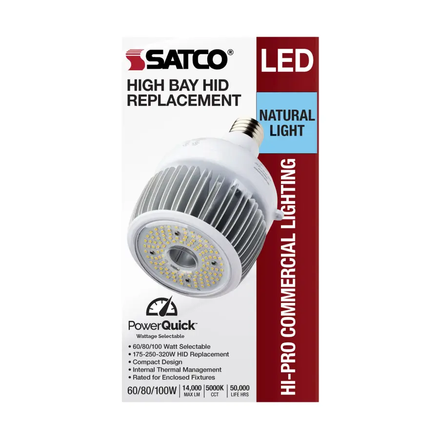 60/80/100 Wattage Selectable - LED - Hi-Bay - Type B - Ballast Bypass - Mogul Extended - 5000K - 100V-277V - 250W-300W Metal Halide Replacement - Image 8