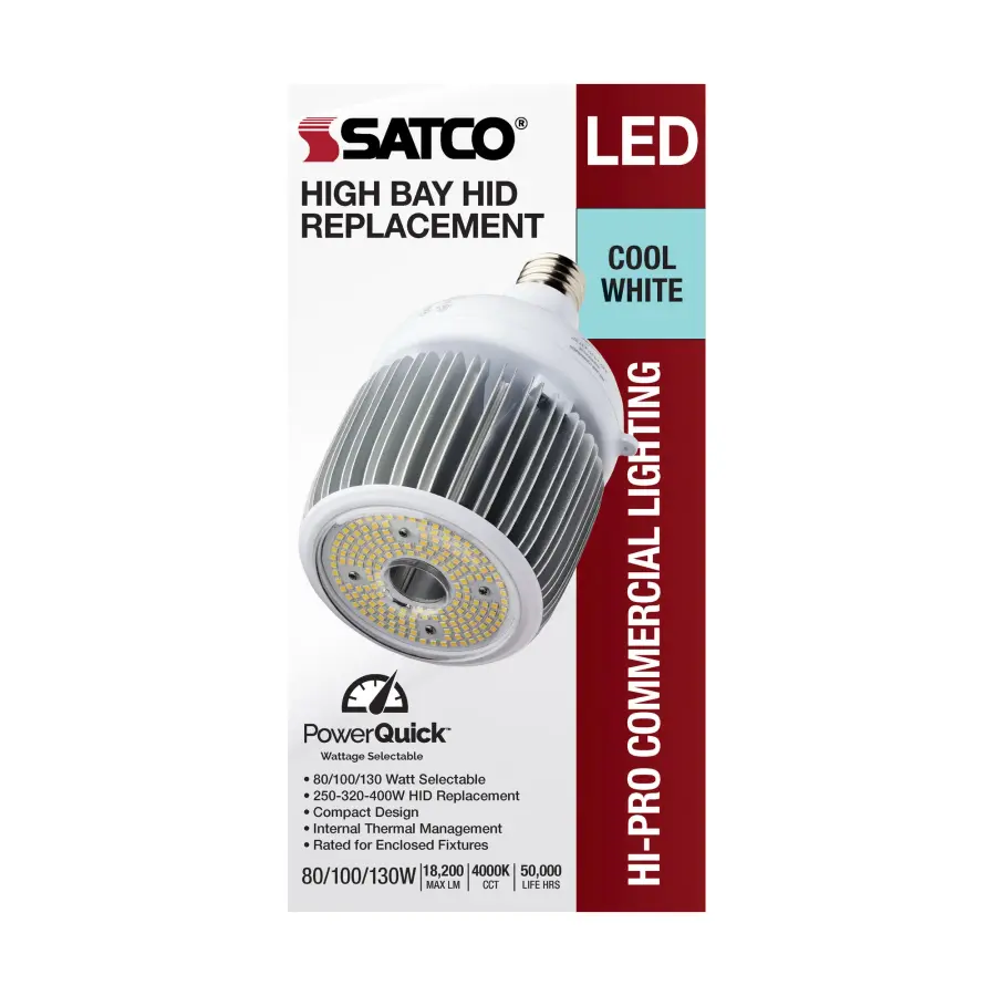 80/100/130 Wattage Selectable - LED - Hi-Bay - Type B - Ballast Bypass - Mogul Extended - 4000K - 100V-277V - 250W-400W Metal Halide Replacement - Image 8