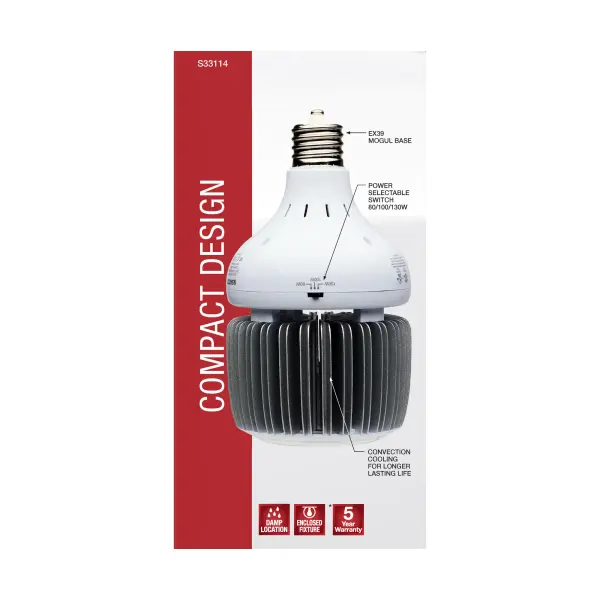 80/100/130 Wattage Selectable - LED - Hi-Bay - Type B - Ballast Bypass - Mogul Extended - 4000K - 100V-277V - 250W-400W Metal Halide Replacement - Image 9