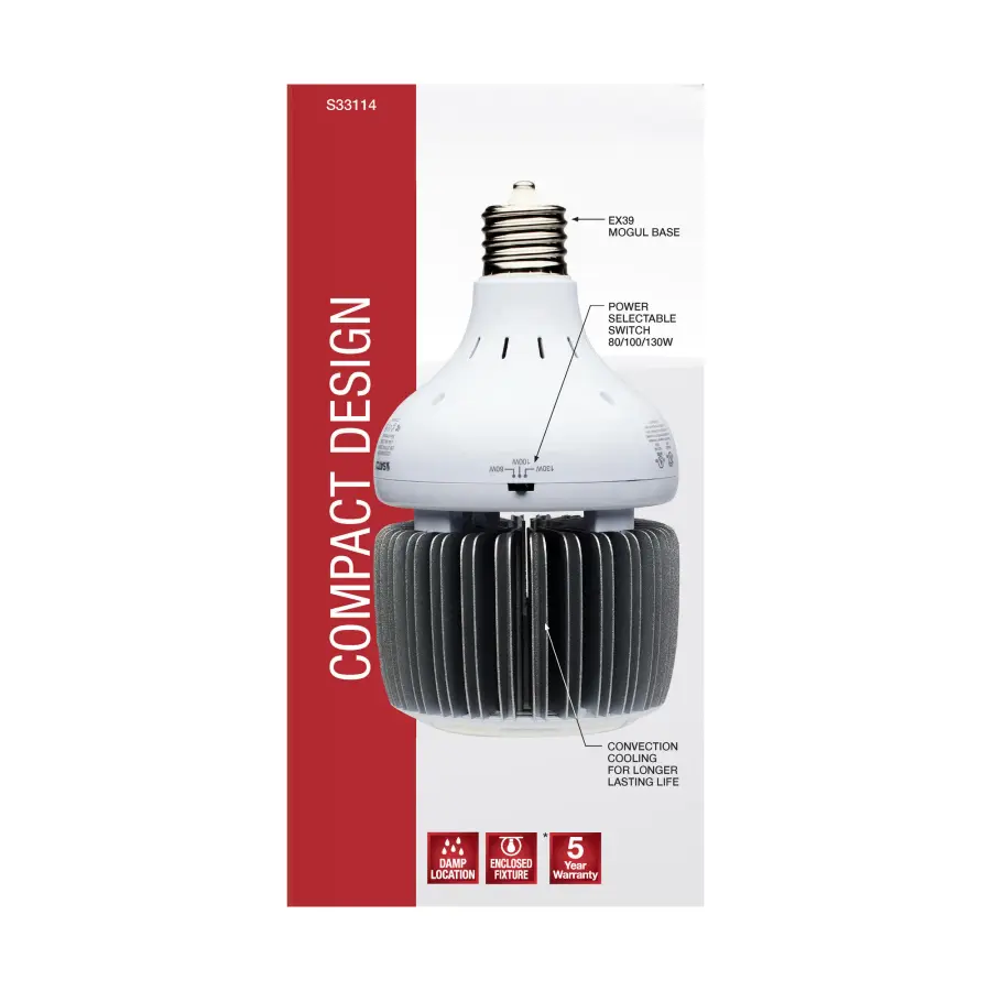 80/100/130 Wattage Selectable - LED - Hi-Bay - Type B - Ballast Bypass - Mogul Extended - 4000K - 100V-277V - 250W-400W Metal Halide Replacement - Image 9
