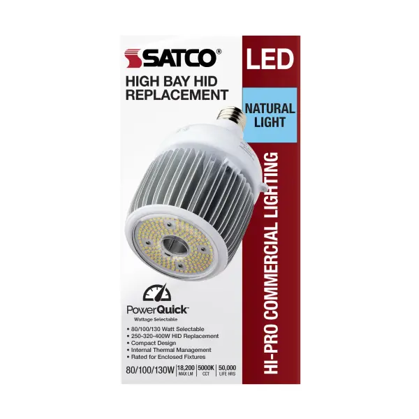 80/100/130 Wattage Selectable - LED - Hi-Bay - Type B - Ballast Bypass - Mogul Extended - 5000K - 100V-277V - 250W-400W Metal Halide Replacement - Image 8