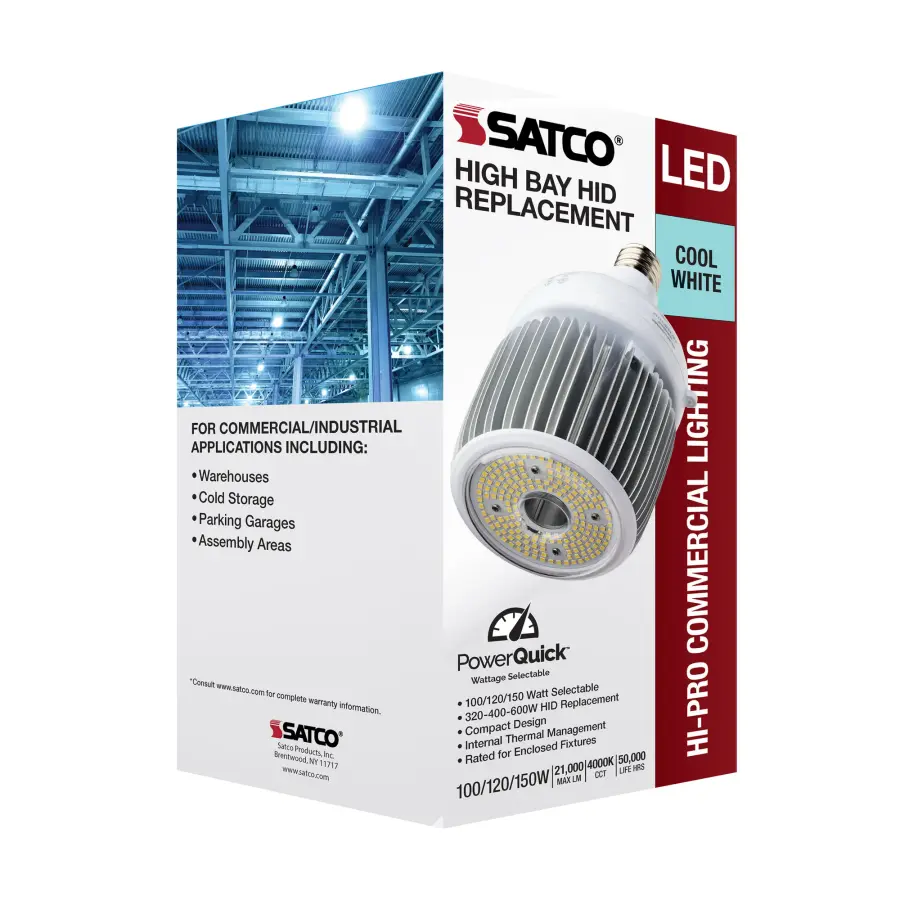 100/120/150 Wattage Selectable - LED - Hi-Bay - Type B - Ballast Bypass - Mogul Extended - 4000K - 100V-277V - 400W-600W Metal Halide Replacement - Image 13