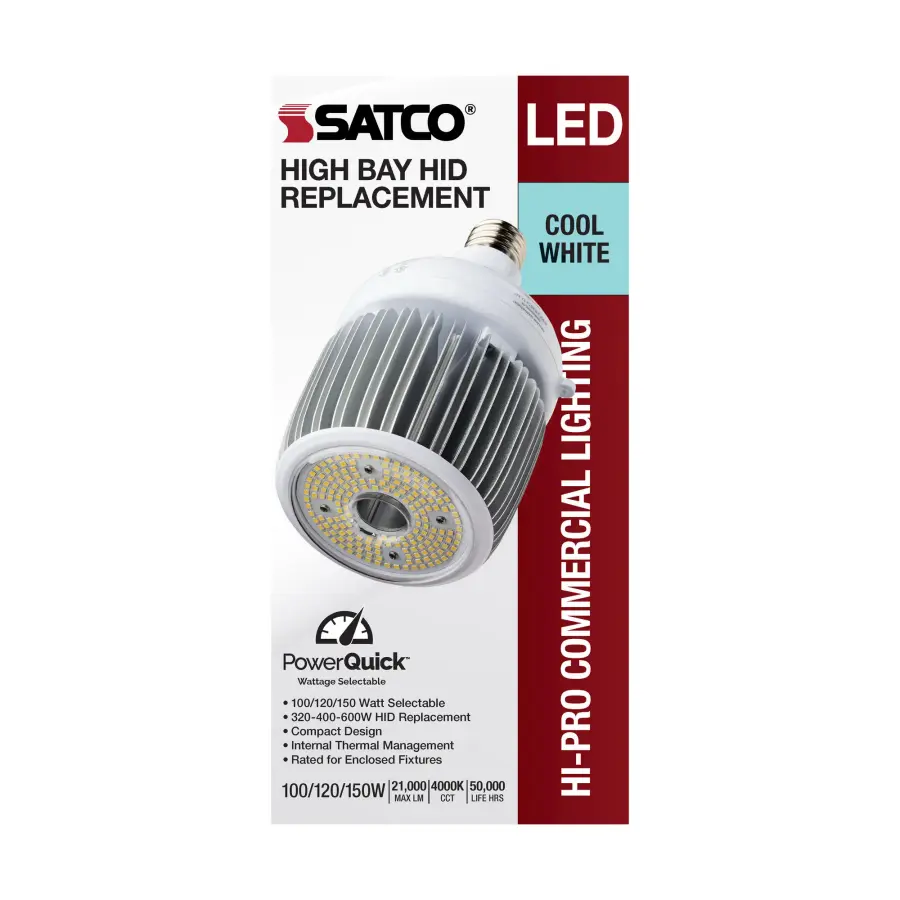 100/120/150 Wattage Selectable - LED - Hi-Bay - Type B - Ballast Bypass - Mogul Extended - 4000K - 100V-277V - 400W-600W Metal Halide Replacement - Image 8