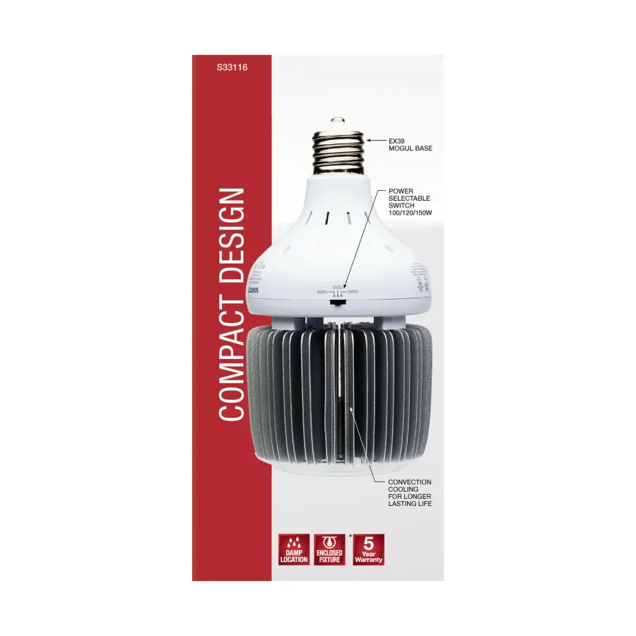100/120/150 Wattage Selectable - LED - Hi-Bay - Type B - Ballast Bypass - Mogul Extended - 4000K - 100V-277V - 400W-600W Metal Halide Replacement - Image 9