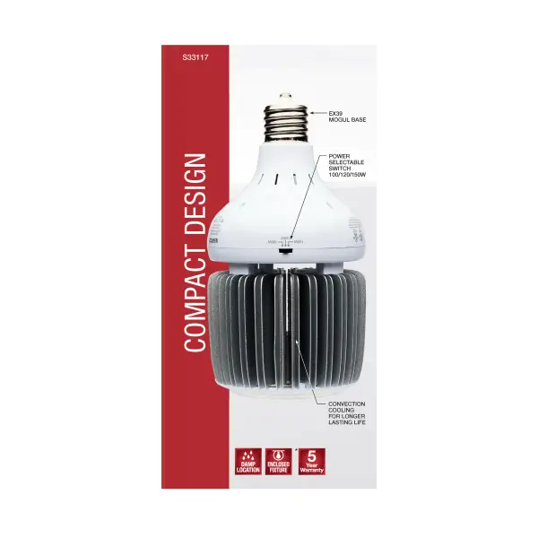 100/120/150 Wattage Selectable - LED - Hi-Bay - Type B - Ballast Bypass - Mogul Extended - 5000K - 100V-277V - 400W-600W Metal Halide Replacement - Image 9