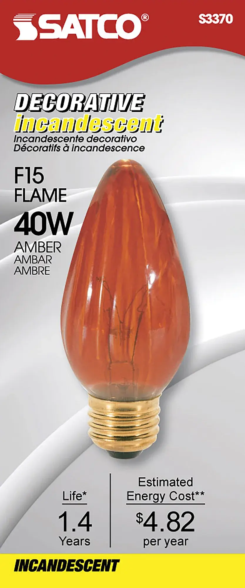 40 Watt F15 Incandescent - Amber - 1500 Average rated hours - Medium base - 120 Volt - Image 2