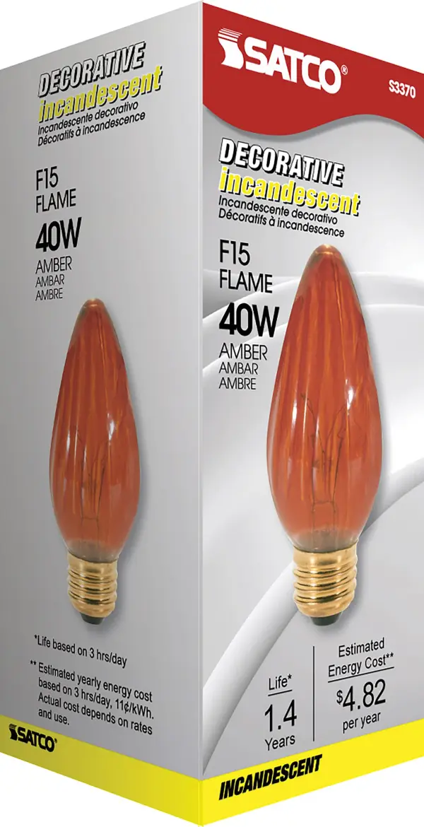 40 Watt F15 Incandescent - Amber - 1500 Average rated hours - Medium base - 120 Volt - Image 4