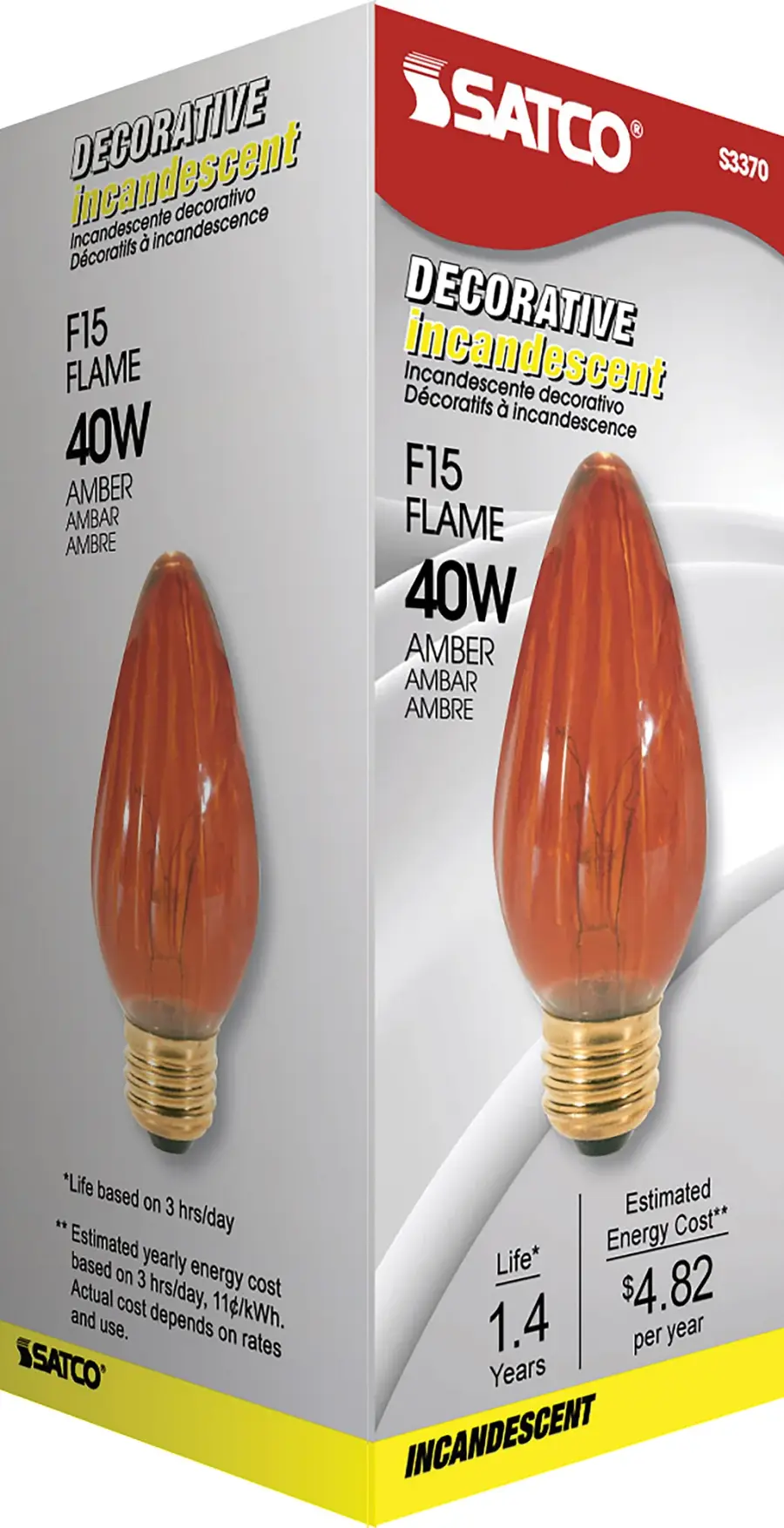 40 Watt F15 Incandescent - Amber - 1500 Average rated hours - Medium base - 120 Volt - Image 4