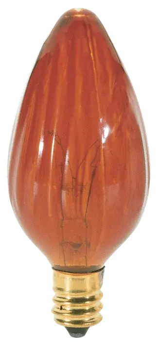 25 Watt F10 Incandescent - Amber - 1500 Average rated hours - Candelabra base - 120 Volt