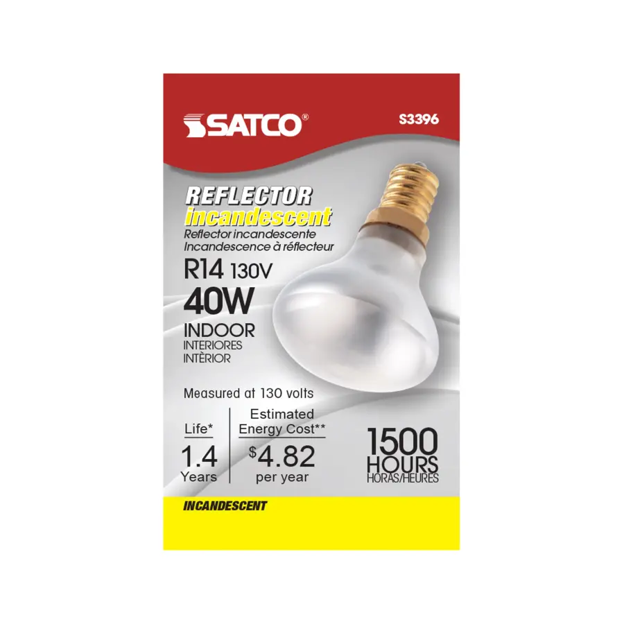 40 Watt R14 Incandescent - Frost - 1500 Average rated hours - 280 Lumens - European base - 130 Volt - Image 2