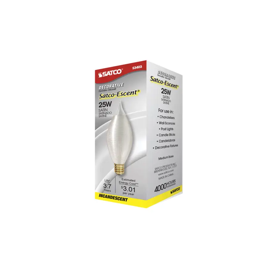 25 Watt C11 Incandescent - Spun White - 4000 Average rated hours - 160 Lumens - Candelabra base - 120 Volt - Image 7