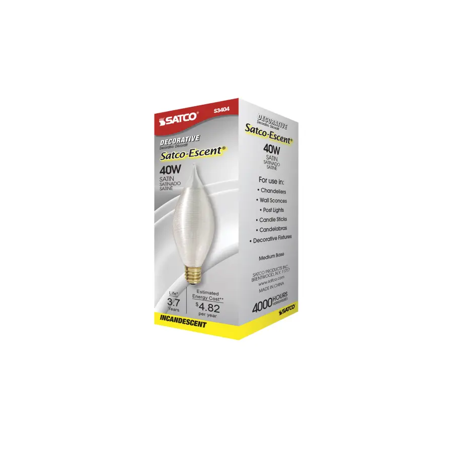 40 Watt C11 Incandescent - Spun White - 4000 Average rated hours - 316 Lumens - Candelabra base - 120 Volt - Image 7