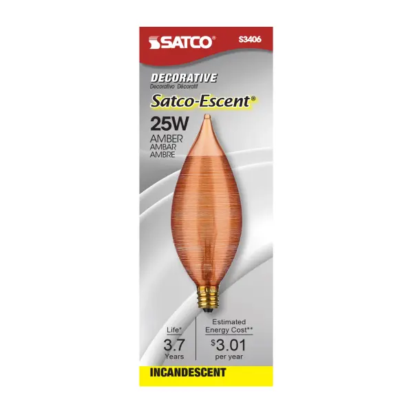 25 Watt C11 Incandescent - Spun Amber - 4000 Average rated hours - Candelabra base - 120 Volt - Image 3