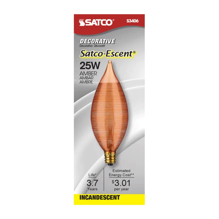 25 Watt C11 Incandescent - Spun Amber - 4000 Average rated hours - Candelabra base - 120 Volt - Image 3