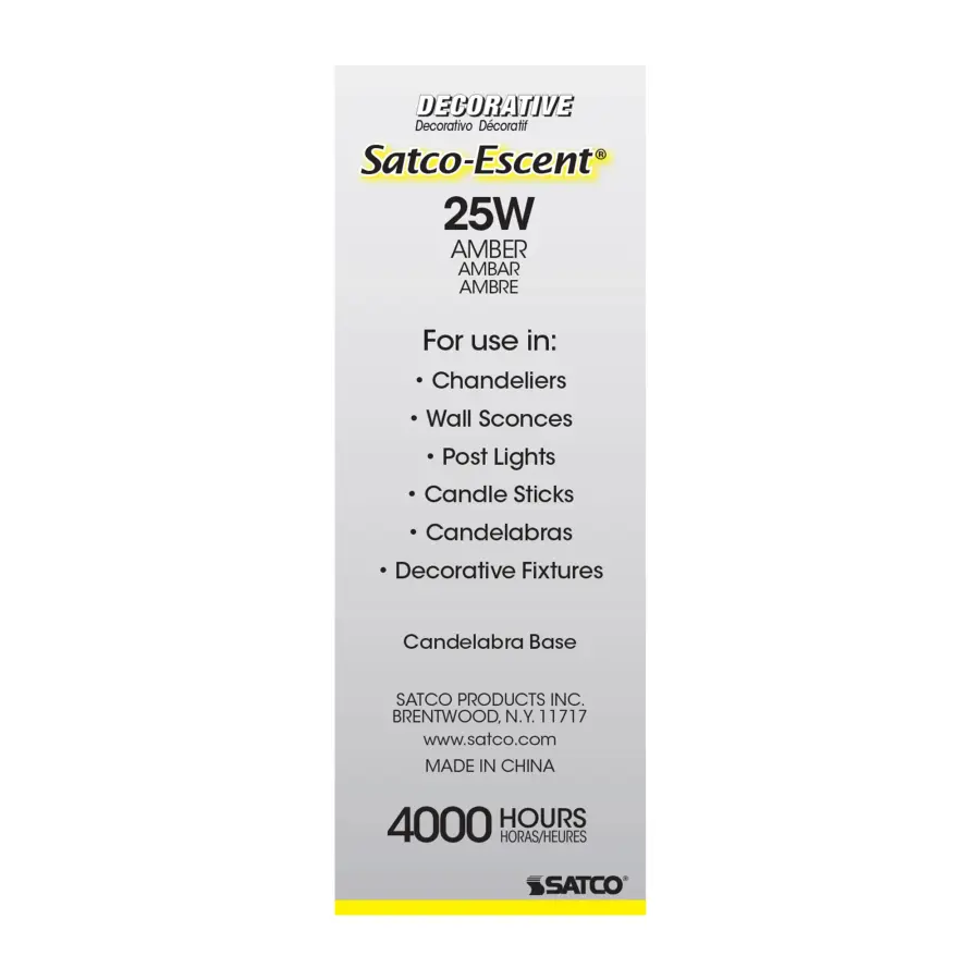 25 Watt C11 Incandescent - Spun Amber - 4000 Average rated hours - Candelabra base - 120 Volt - Image 5