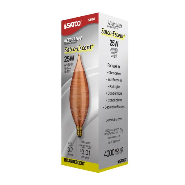 25 Watt C11 Incandescent - Spun Amber - 4000 Average rated hours - Candelabra base - 120 Volt - Image 7