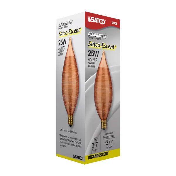 25 Watt C11 Incandescent - Spun Amber - 4000 Average rated hours - Candelabra base - 120 Volt - Image 8