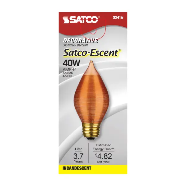 40 Watt C15 Incandescent - Spun Amber - 4000 Average rated hours - Medium base - 120 Volt - Image 3