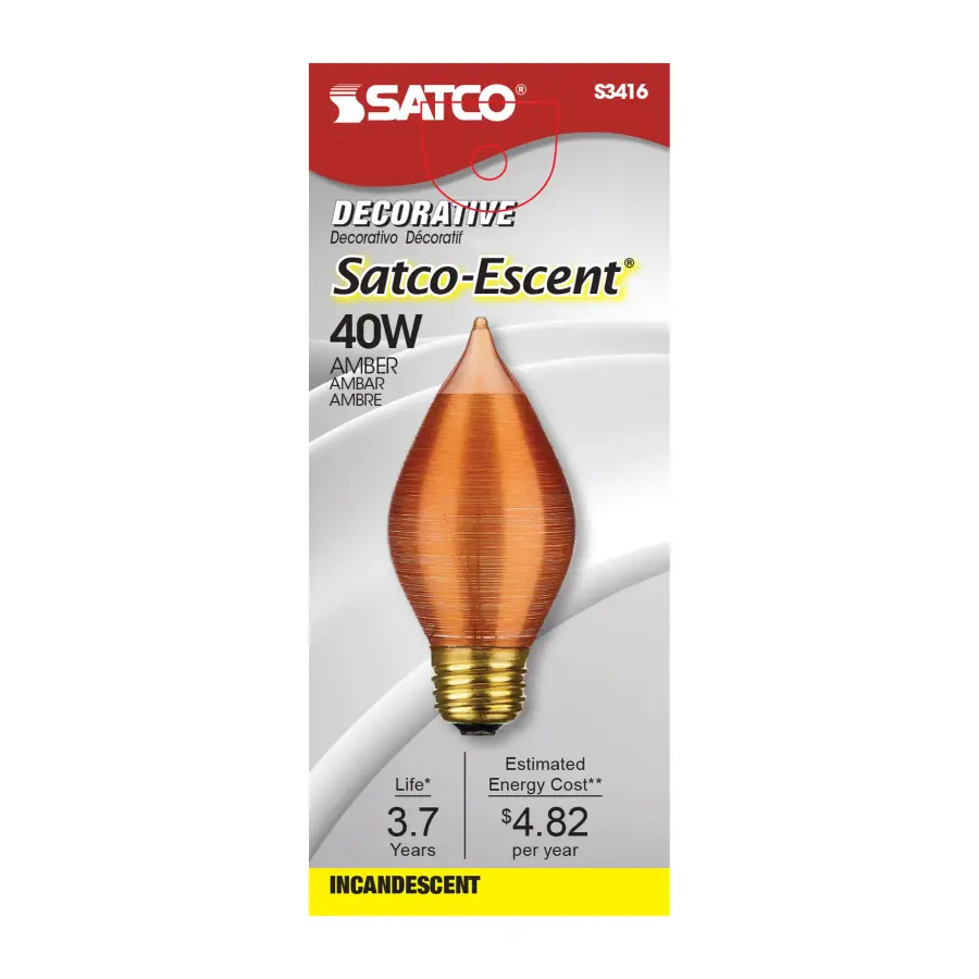 40 Watt C15 Incandescent - Spun Amber - 4000 Average rated hours - Medium base - 120 Volt - Image 3