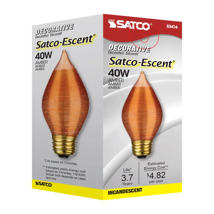 40 Watt C15 Incandescent - Spun Amber - 4000 Average rated hours - Medium base - 120 Volt - Image 7