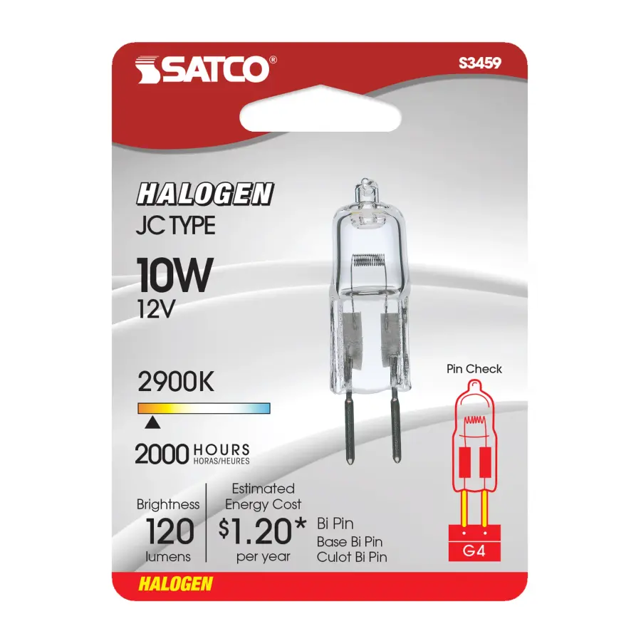 10 Watt - Halogen - T3 - Clear - 2000 Average rated hours - 120 Lumens - Bi Pin G4 base - 12 Volt - Carded - Image 3