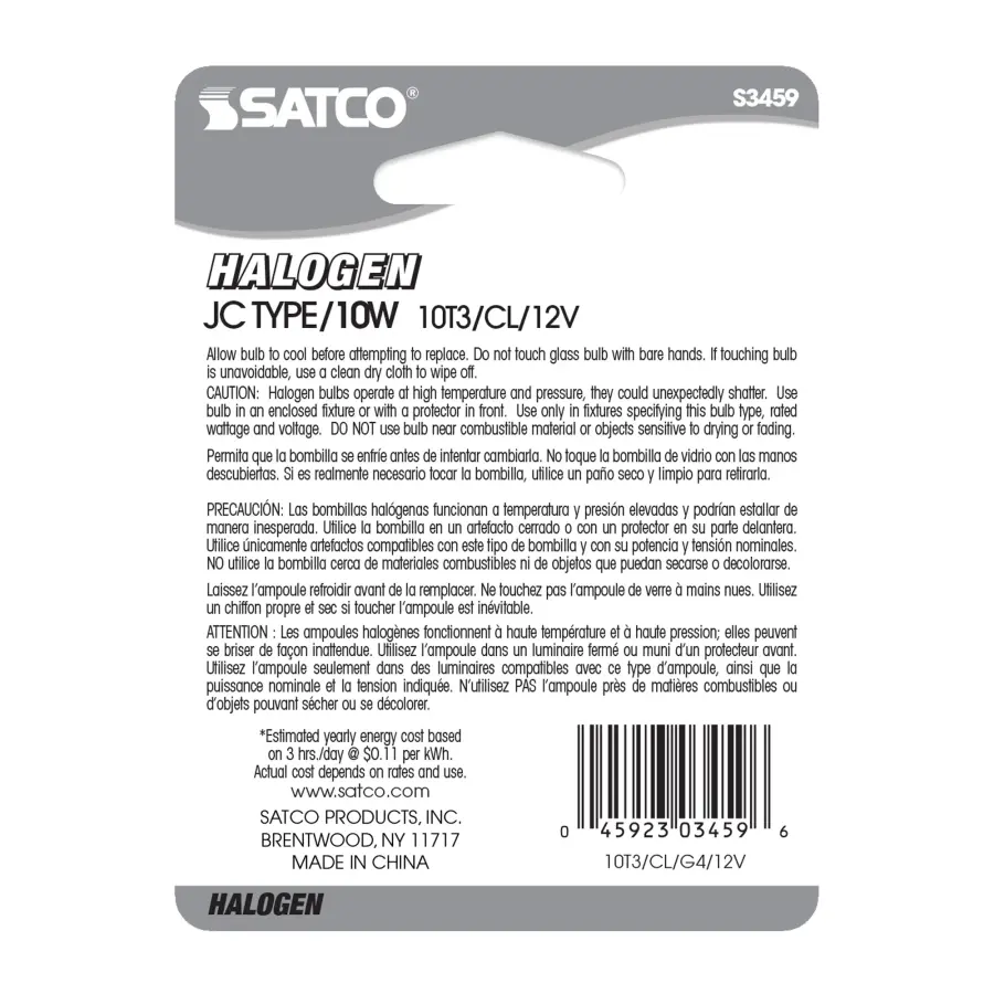 10 Watt - Halogen - T3 - Clear - 2000 Average rated hours - 120 Lumens - Bi Pin G4 base - 12 Volt - Carded - Image 4
