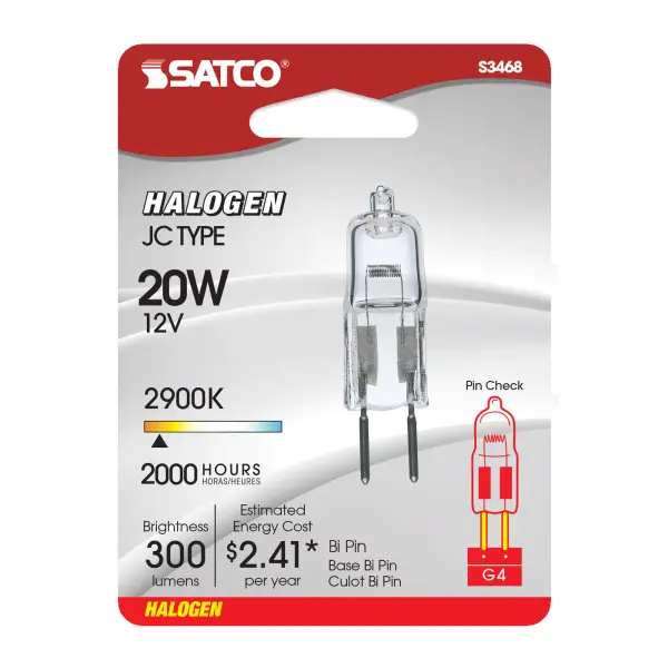 20 Watt - Halogen - T3 - Clear - 2000 Average rated hours - 300 Lumens - Bi Pin G4 base - 12 Volt - Carded - Image 3