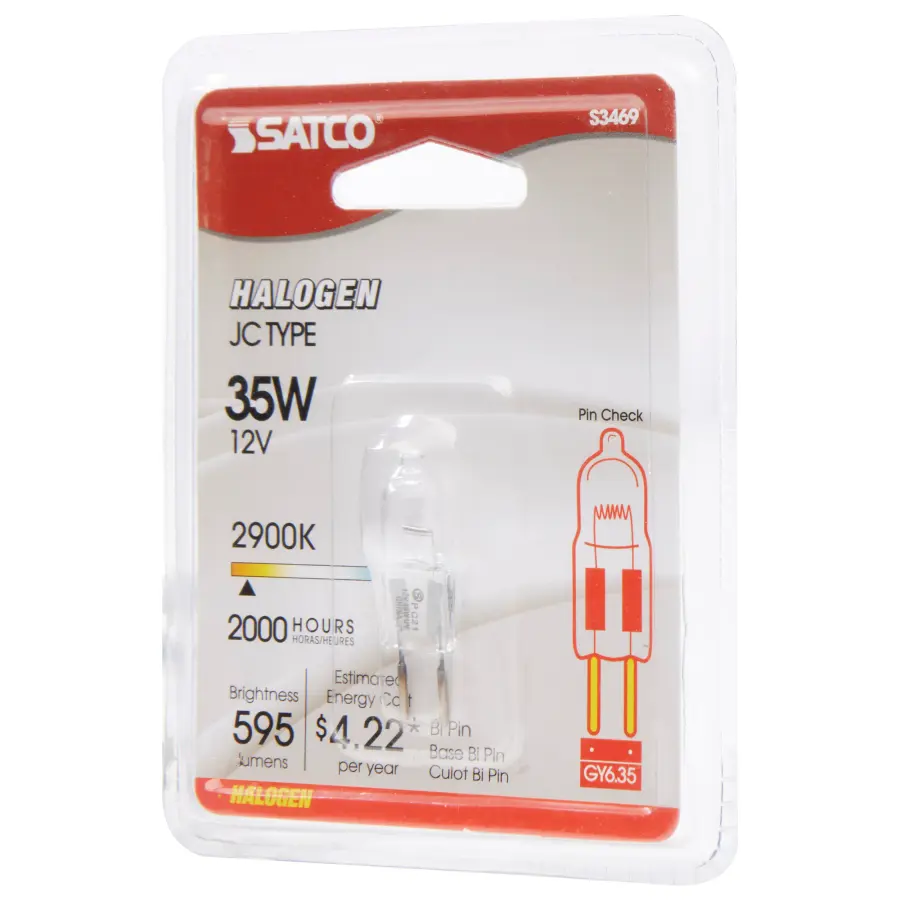 35 Watt - Halogen - T4 - Clear - 2000 Average rated hours - 595 Lumens - Bi Pin GY6.35 base - 12 Volt - Carded - Image 9