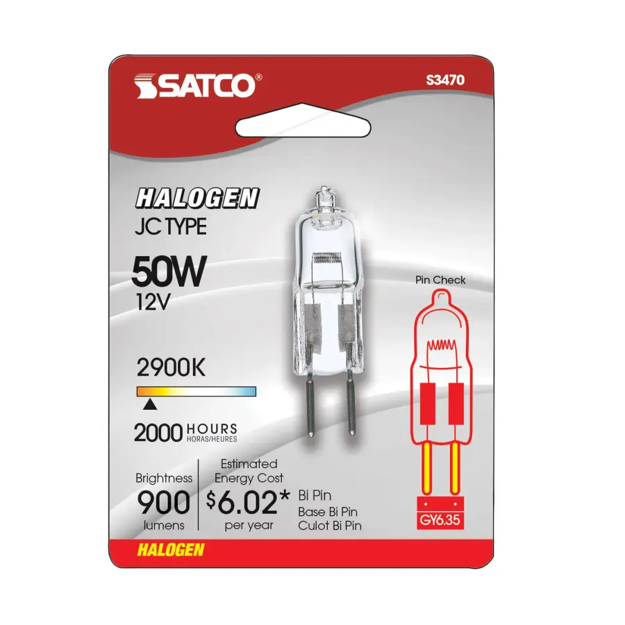 50 Watt - Halogen - T4 - Clear - 2000 Average rated hours - 900 Lumens - Bi Pin GY6.35 base - 12 Volt - Carded - Image 2