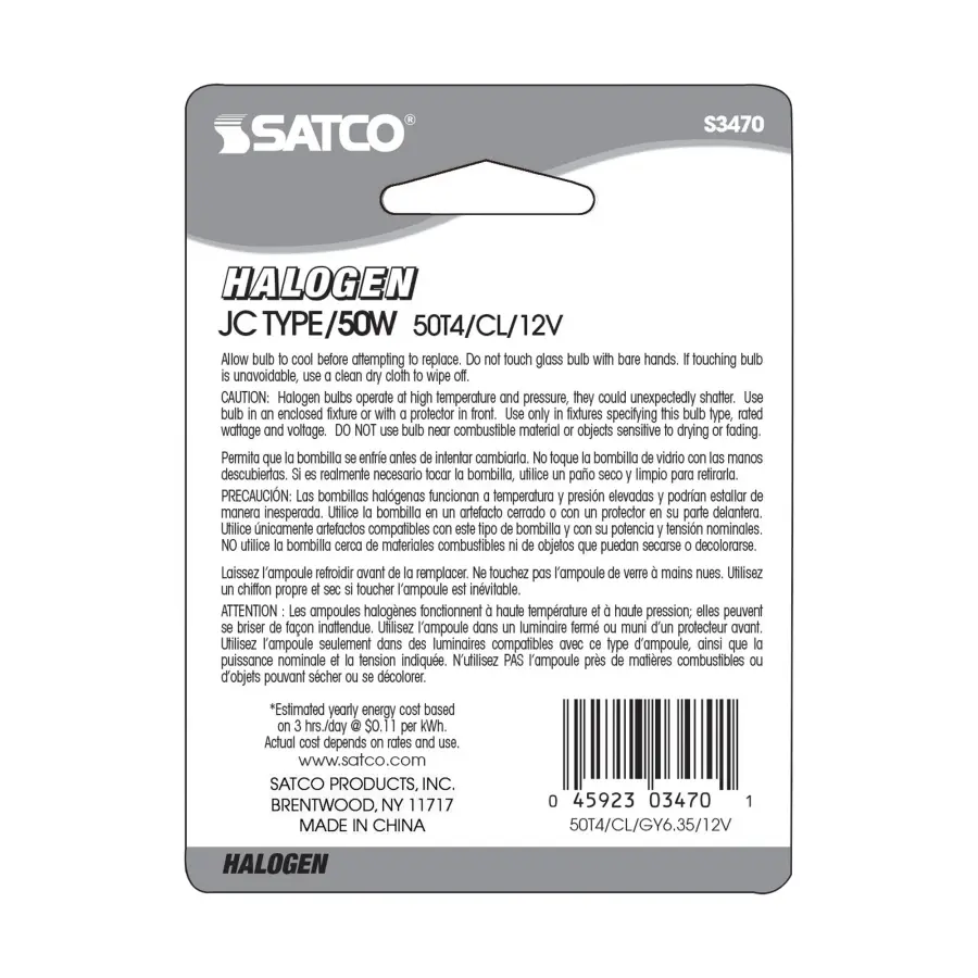 50 Watt - Halogen - T4 - Clear - 2000 Average rated hours - 900 Lumens - Bi Pin GY6.35 base - 12 Volt - Carded - Image 3