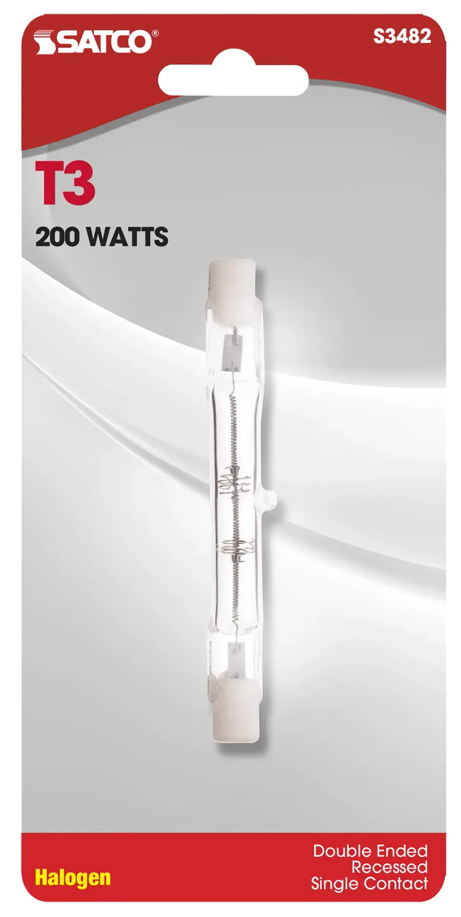 200 Watt - Halogen - T3 - Clear - 1500 Average rated hours - 3400 Lumens - Double Ended base - 78mm - 120 Volt - Carded - Image 2