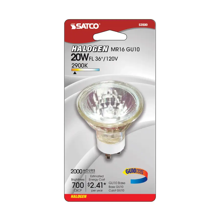 20 Watt - Halogen - MR16 - 2000 Average rated hours - 120 Lumens - GU10 base - 120 Volt - Carded - Image 2