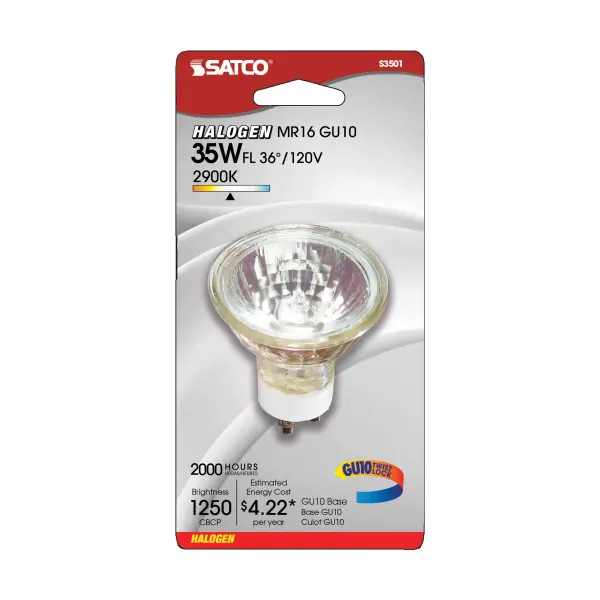 35 Watt - Halogen - MR16 - 2000 Average rated hours - 290 Lumens - GU10 base - 120 Volt - Carded - alternate view