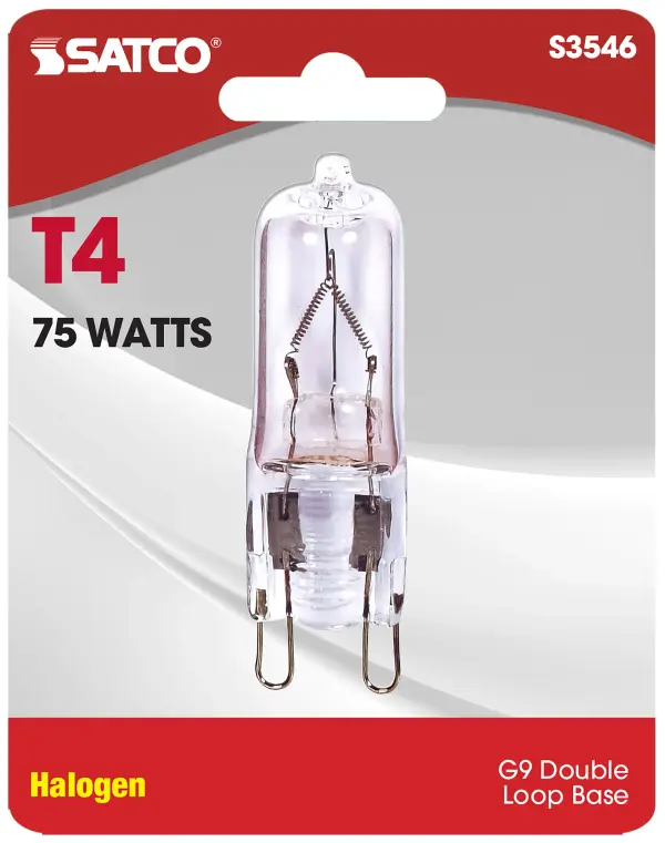 75 Watt - Halogen - T4 - Clear - 2000 Average rated hours - 1250 Lumens - Double Loop base - 120 Volt - Carded - alternate view