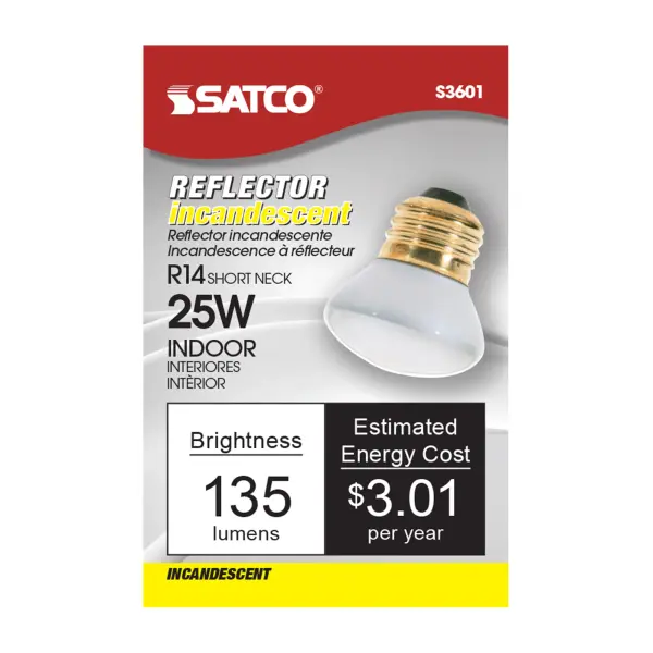 25 Watt R14 Stubby Incandescent - Clear - 1500 Average rated hours - 135 Lumens - Medium base - 120 Volt - Image 2