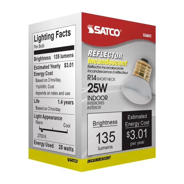 25 Watt R14 Stubby Incandescent - Clear - 1500 Average rated hours - 135 Lumens - Medium base - 120 Volt - Image 7
